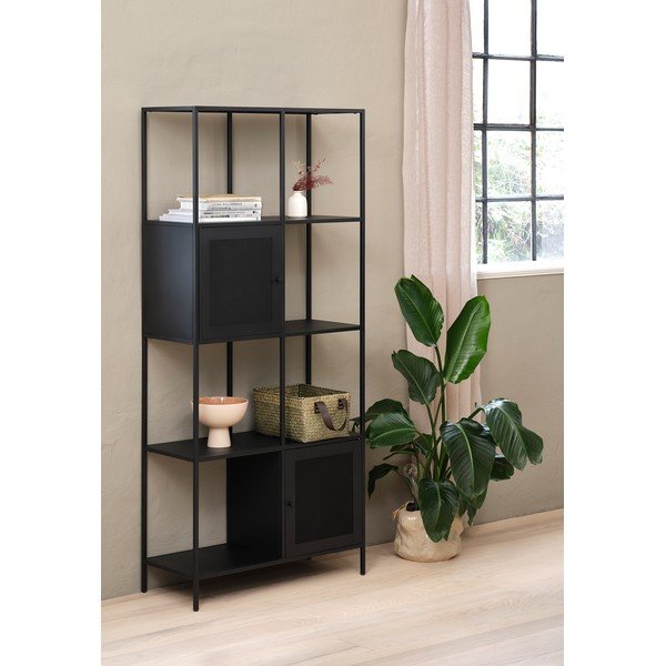 Čierna kovová knižnica 80x180 cm Malibu - Unique Furniture-image-1