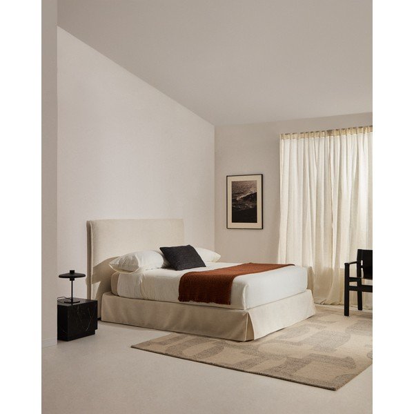 Biela čalúnená dvojlôžková posteľ 180x200 cm Jaira – Kave Home-image-1