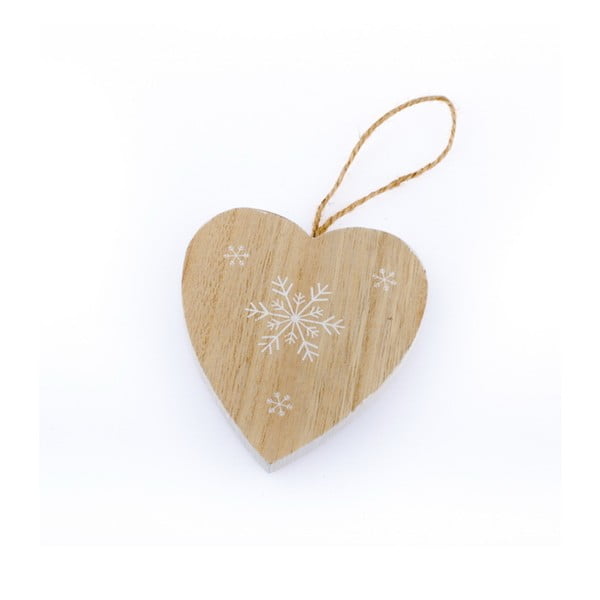 Drevené závesné srdce Dakls Snowflake, 6,5 cm