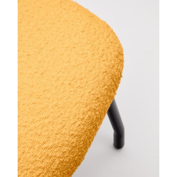 Taburet z textílie buklé v horčicovej farbe Belina – Kave Home-image-4