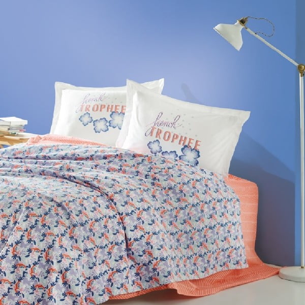 Prikrývka cez posteľ na dvojlôžko s obliečkami na vankúše a plachtou Loulou, 220 × 240 cm