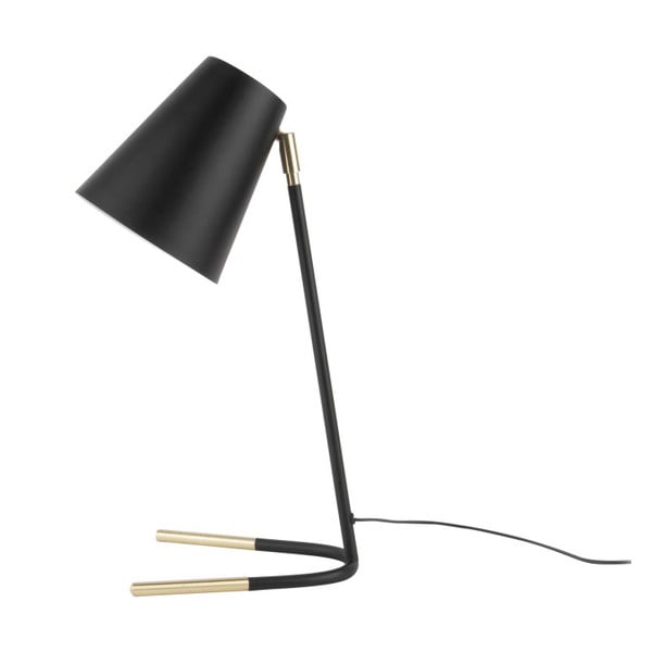 Čierna stolová lampa s detailmi v zlatej farbe Leitmotiv Noble