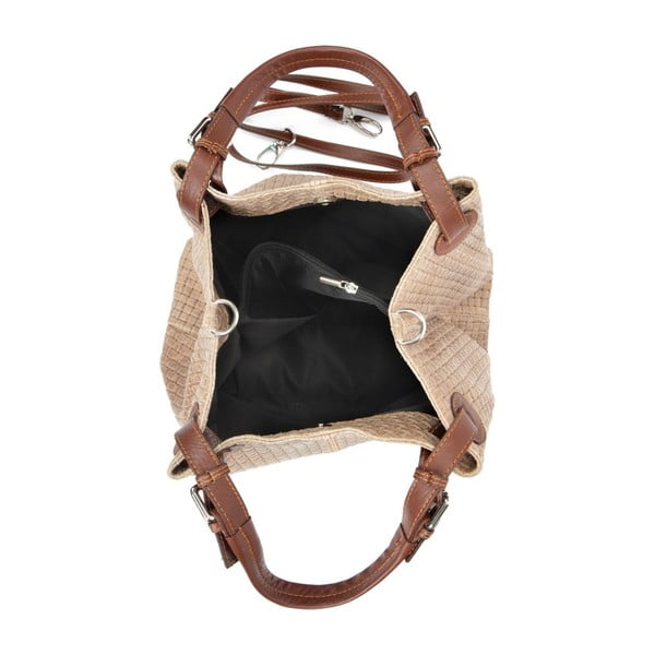 Hnedosivá kožená kabelka Isabella Rhea 858-image-4