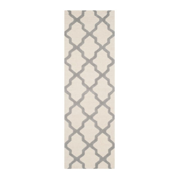 Bielosivý vlnený koberec Ava White Grey, 76 × 182 cm