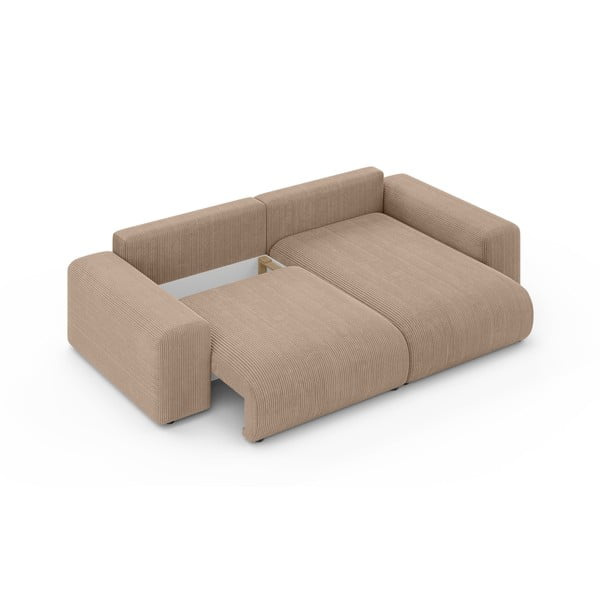 Béžová menčestrová rozkladacia rohová pohovka s úložným priestorom (variabilný roh) Luma – Ropez-image-4