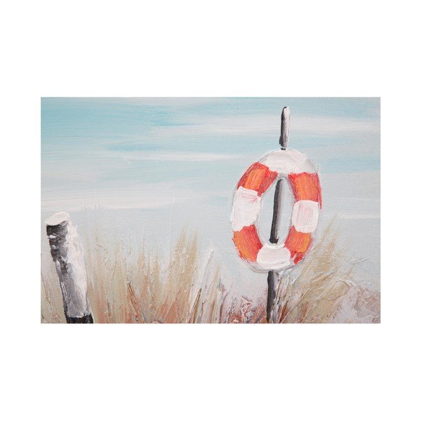 Ručne maľovaný obraz v ráme z borovicového dreva Mauro Ferretti Beach Lifebuoy, 30 × 90 cm-image-1