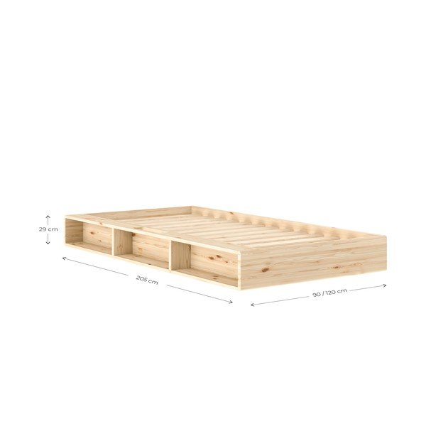 Jednolôžková posteľ z borovicového dreva bez čela s roštom 90x200 cm v tmavo prírodnej farbe Ziggy – Karup-image-2