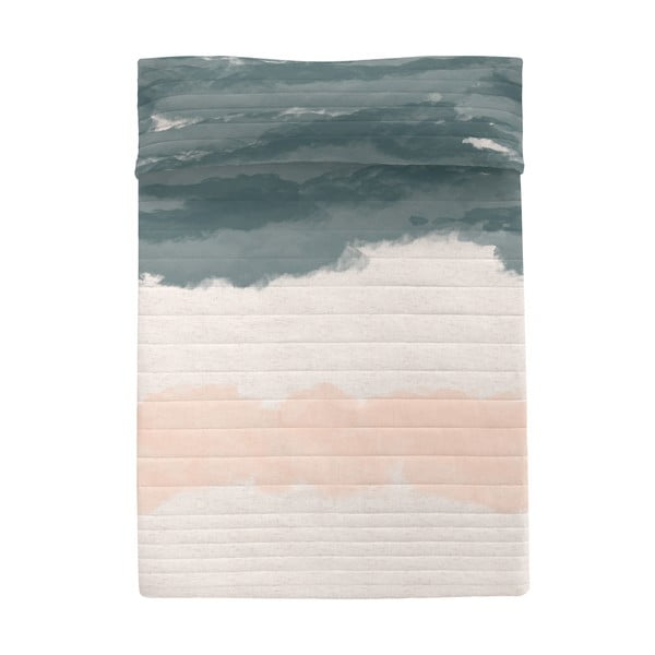 Ružový/sivý bavlnený prešívaný pléd 240x260 cm Seaside – Blanc