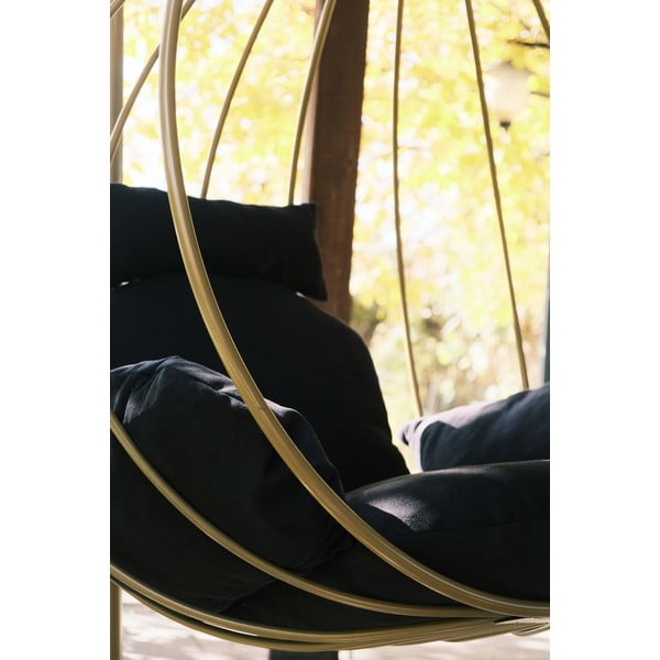Závesné záhradné kreslo v čierno-zlatej farbe Damla – Floriane Garden-image-4