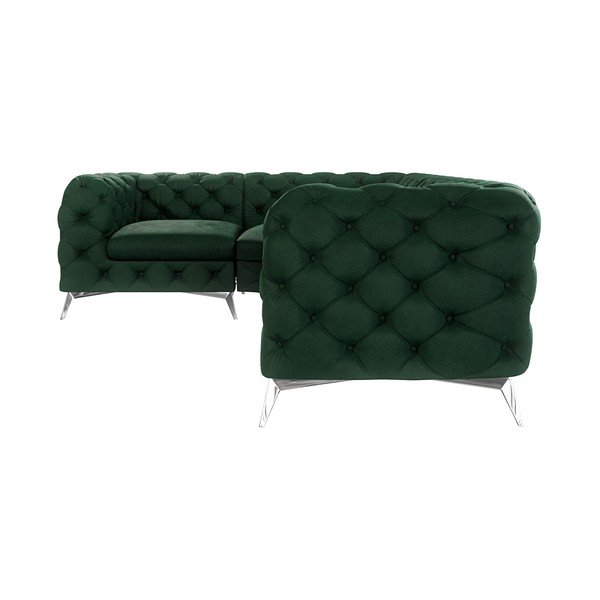 Tmavozelená zamatová rohová pohovka (ľavý roh/do L) Chelsea – Ropez-image-1