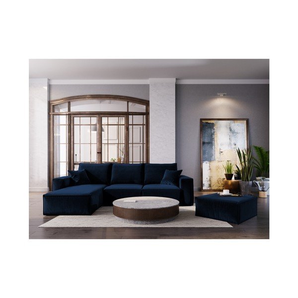 Tmavomodrá rohová pohovka Cosmopolitan Design Florida, ľavý roh-image-4