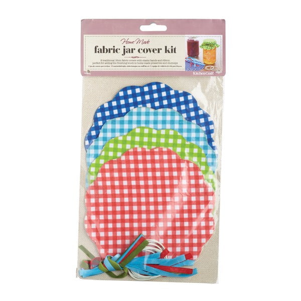 Sada 8 textilných ozdôb na zaváranie Kitchen Craft Gingham-image-1