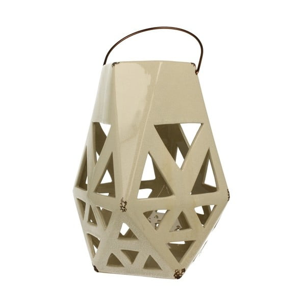 Krémový keramický lampáš Duo Gift, výška 27,5 cm