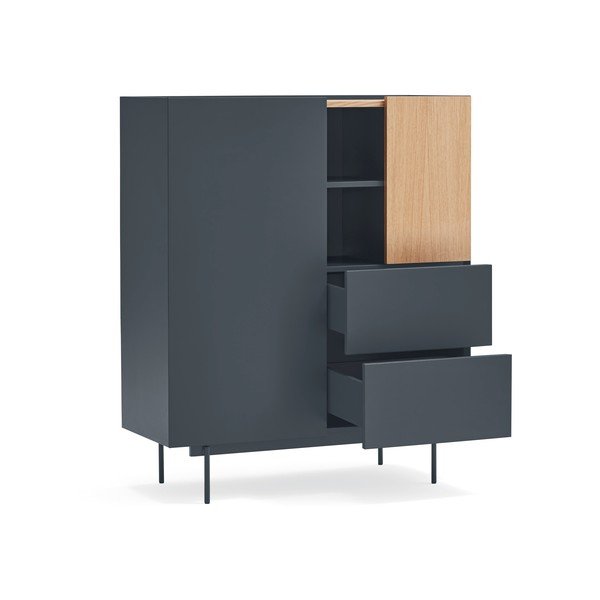 Vysoká komoda v dekore duba v antracitovo-prírodnej farbe 100x120 cm Otto – Teulat-image-4