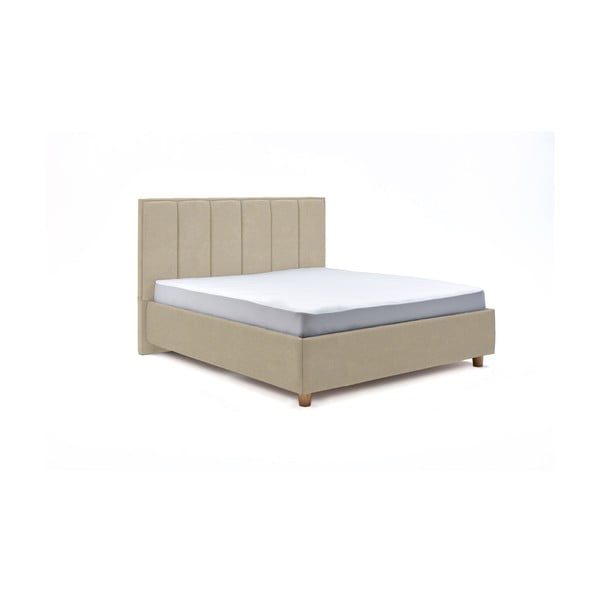 Béžová dvojlôžková posteľ s roštom a úložným priestorom PreSpánok Wega, 160 x 200 cm