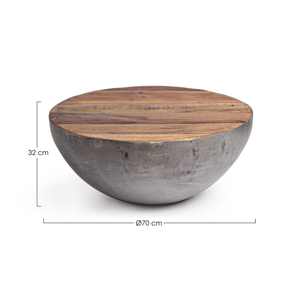 E-shop Sivý/v prírodnej farbe kovový okrúhly konferenčný stolík ø 70 cm Lancaster – Bizzotto