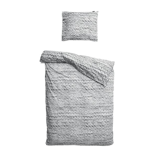 Sivé bavlnené obliečky na jednolôžko Snurk Twirre, 140 × 200 cm