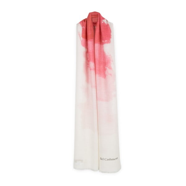 Bielo-ružový kašmírový šál Bel cashmere Nina, 200 x 67 cm