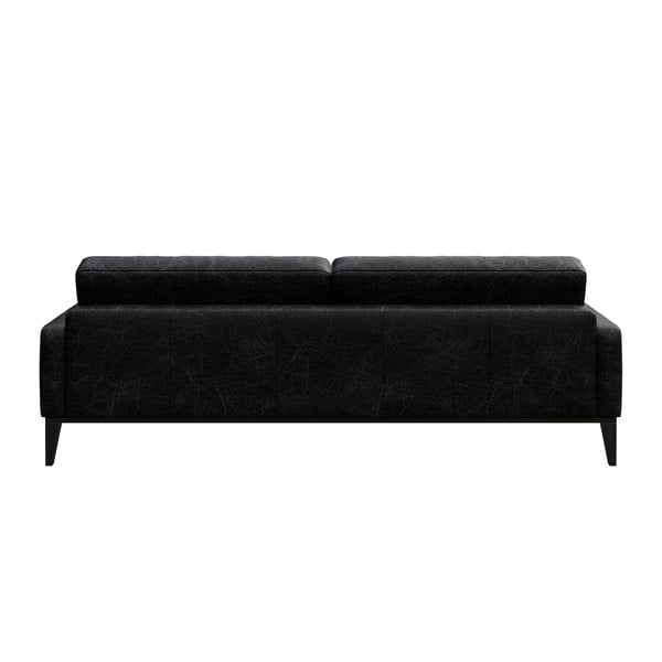 Čierna kožená pohovka MESONICA Musso Tufted, 210 cm-image-3