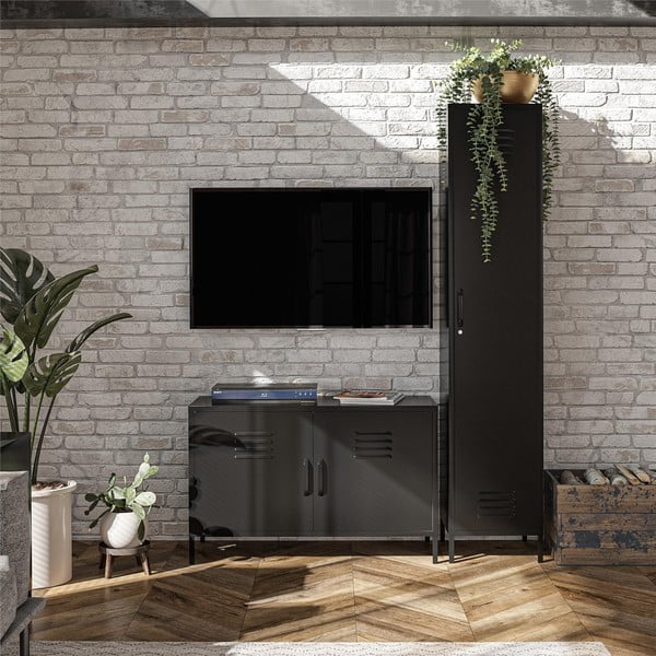 Čierna kovová skrinka 38x185x40 cm Mission District – Støraa-image-1