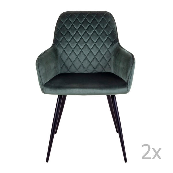 Tmavozelené čalúnené jedálenské kreslá v súprave 2 ks Harbo – House Nordic-image-2