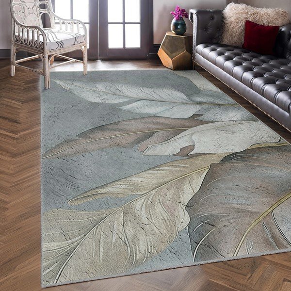 Zeleno-sivý prateľný koberec 80x150 cm Dusty Leaves – Mila Home-image-3