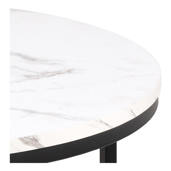 Biely okrúhly konferenčný stolík s doskou v dekore mramoru ø 80 cm Spiro – Actona-image-2
