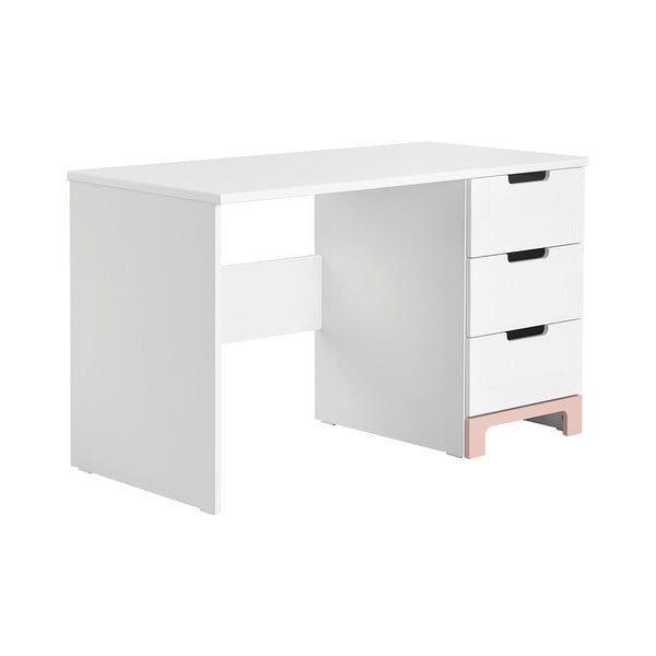Bielo-ružový písací stôl Pinio Mini, dĺžka 120 cm