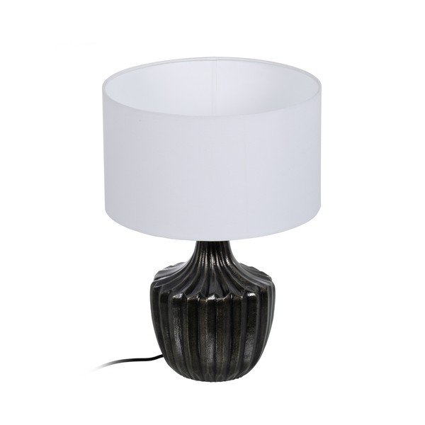 Čierno-biela stolná lampa s textilným tienidlom (výška 52,5 cm) – Ixia