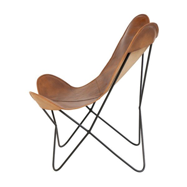 Hnedé kožené butterfly kreslo sømcasa Farfalla-image-3