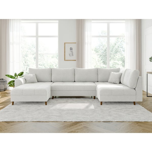 Krémová rohová pohovka z textílie bouclé (ľavý roh/do "U") Ariella – Ropez-image-1