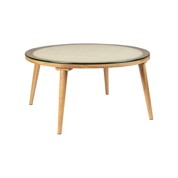 Sklenený okrúhly konferenčný stolík v prírodnej farbe ø 70 cm Haru – White Label