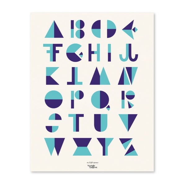 Plagát Michelle Carlslund Flip Alphabet Blue, 30 x 40 cm
