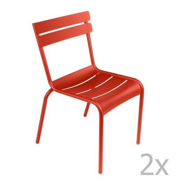 Sada 2 červenooranžových stoličiek Fermob Luxembourg