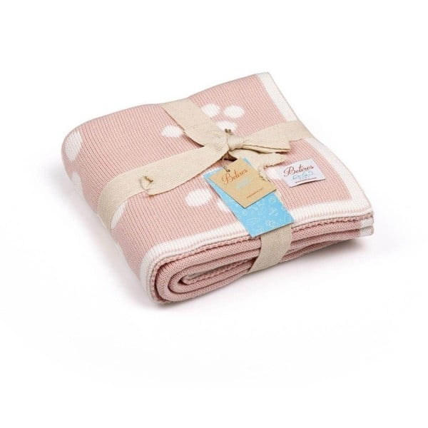 Ružová bavlnená detská deka Baby Ecru Paws, 90 × 90 cm