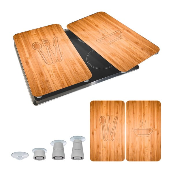 Súprava 2 sklenených krytov na sporák Wenko Lunch, 52 x 30 cm-image-2