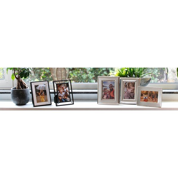 Čierny kovový stojací/na stenu rámček 10x15 cm Prisma – Zilverstad-image-1