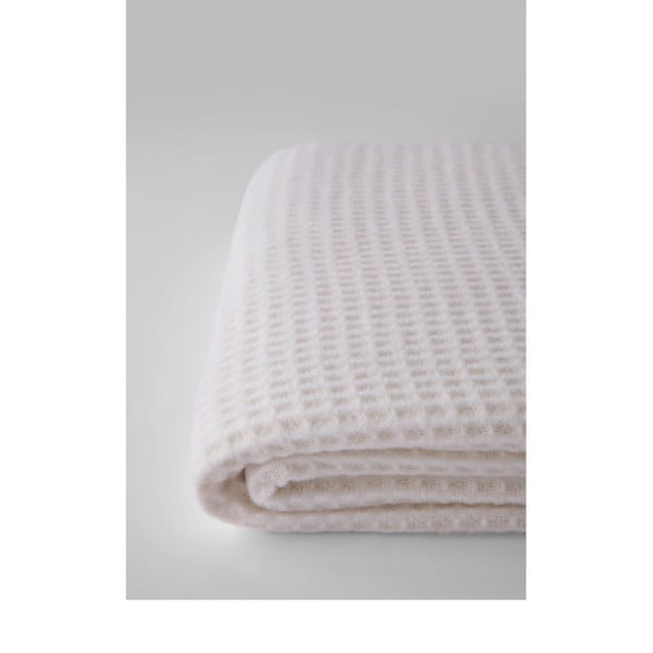 Krémovobiely pléd s vafľovým vzorom Euromant Waffel, 140 x 180 cm-image-1