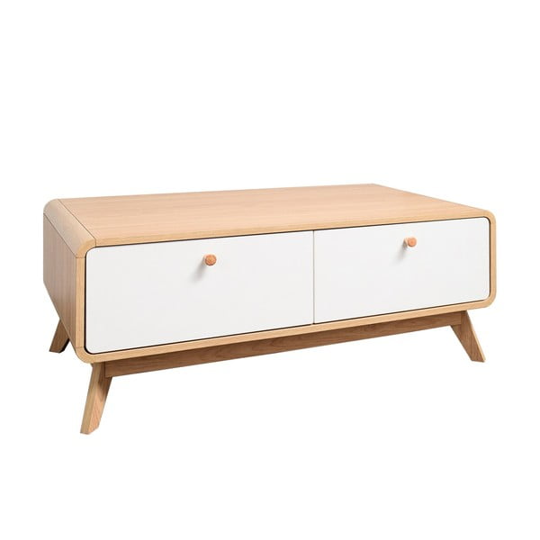 TV stolík v dekore duba v bielo-prírodnej farbe 100x40 cm Caitlin – Støraa-image-2