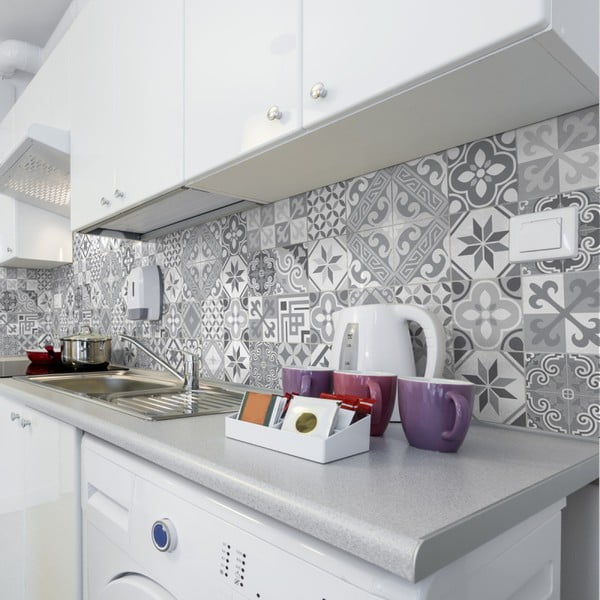 Sada 24 nástenných samolepiek Ambiance Wall Decal Cement Tiles Azulejos Micalina, 15 × 15 cm-image-1