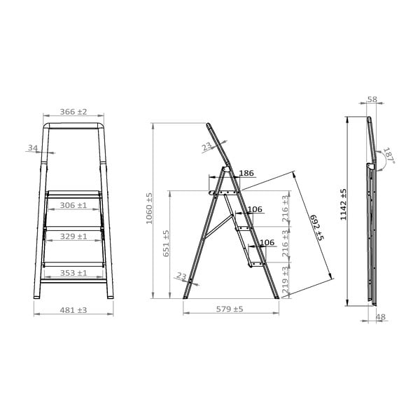 Sivé schodíky Wenko Compact, výška 114,5 cm-image-4