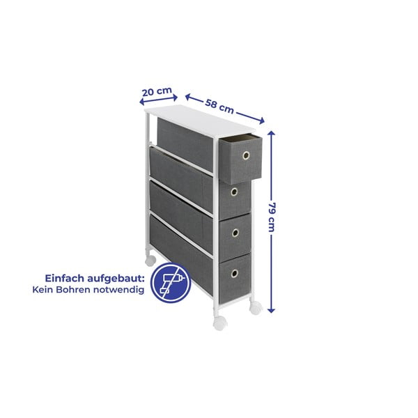 Bielo-sivý pojazdný regál 20x79 cm - Maximex-image-2