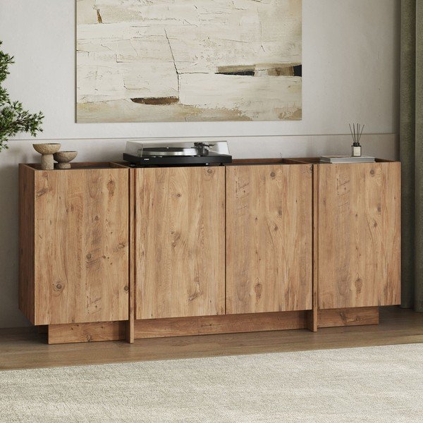 Komoda v dekore borovice s otvorom pre káble v prírodnej farbe 180x80x45 cm Dorma – Kalune Design-image-3