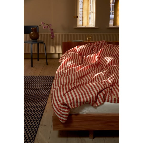 Krepové obliečky na jednolôžko v béžovo-tehlovej farbe 140x200 cm Bæk&Bølge – JUNA-image-4