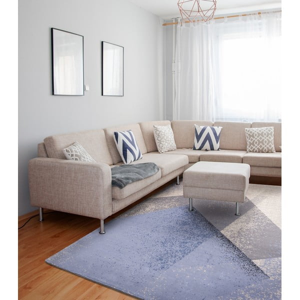 Svetlomodrý vlnený koberec 160x240 cm Folds – Agnella-image-1