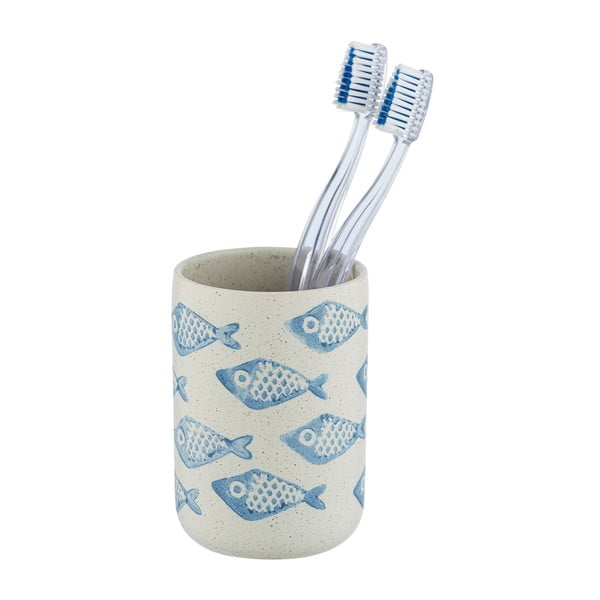 Modro-biely keramický téglik na kefky Wenko Aquamarin-image-2