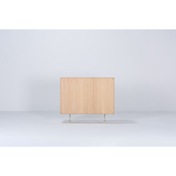 Nízka komoda z dubového dreva v bielo-prírodnej farbe 118x100 cm Fina – Gazzda-image-4