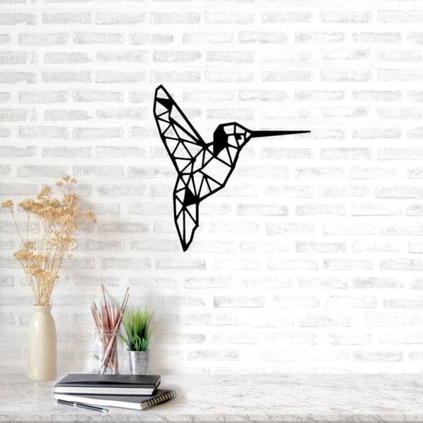 Čierna kovová nástenná dekorácia Bird, 49 × 52 cm