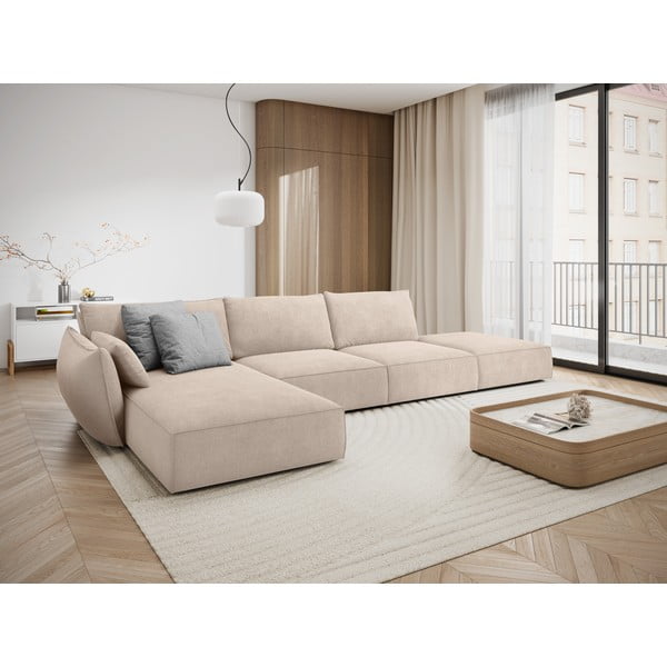Béžová rohová pohovka (ľavý roh) Vanda - Mazzini Sofas-image-1