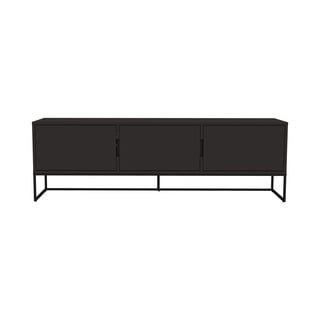 Čierny TV stolík s tromi dvierkami Tenzo Lipp, 176 x 57 cm